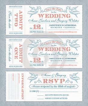 Vector Wedding Invite Tickets