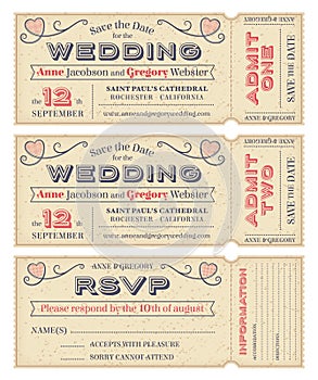 Vector Wedding Invite Tickets