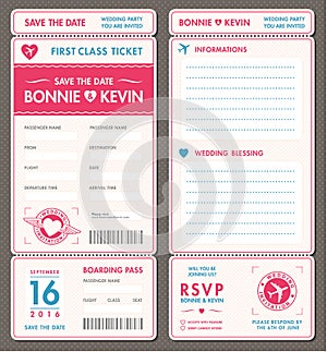 Vector Wedding Invite Tickets