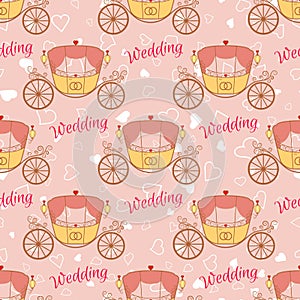 Vector wedding retro carriage seamless pattern