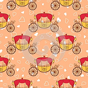 Vector wedding retro carriage seamless pattern