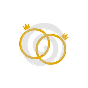 Vector Wedding Rings Icon Isolated on White Background, Kings, Gay Couple Marriage.
