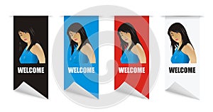 Vector welcome banner girl