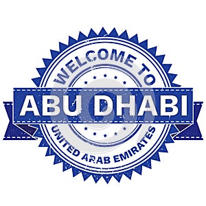 Vector of WELCOME TO City ABU DHABI Country UNITED ARAB EMIRATES. Stamp. Sticker. Grunge Style. EPS8 .