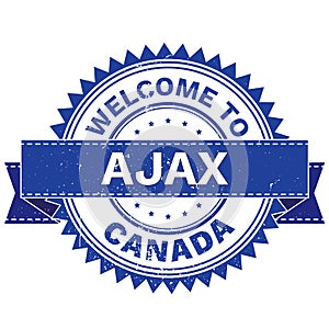 Vector of WELCOME TO City AJAX Country CANADA. Stamp. Sticker. Grunge Style. EPS8 . photo