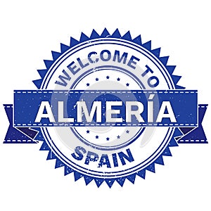 Vector of WELCOME TO City ALMERIA Country SPAIN. Stamp. Sticker. Grunge Style. EPS8 . photo