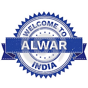Vector of WELCOME TO City ALWAR Country INDIA. Stamp. Sticker. Grunge Style. EPS8 .