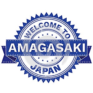 Vector of WELCOME TO City AMAGASAKI Country JAPAN. Stamp. Sticker. Grunge Style. EPS8 . photo