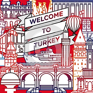 Vector welcome to Turkey travel poster