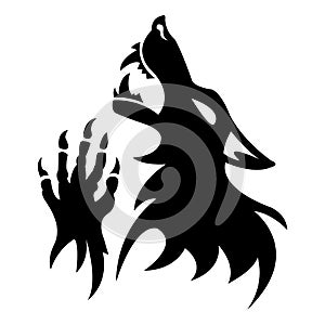 Vector werewolf stencil. Black tattoo