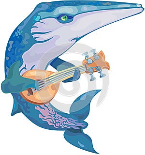 Vector whale musician