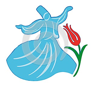 Vector whirling dervish Mevlana with tulip photo