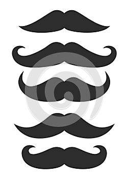 Vector whisker hipster black charlie chaplin moustache set. Cartoon dad moustache icon