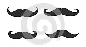 Vector whisker hipster black charlie chaplin moustache set. Cartoon dad moustache icon