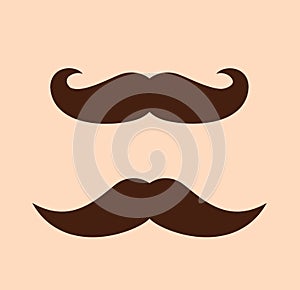 Vector whisker hipster black charlie chaplin moustache set. Cartoon dad moustache icon