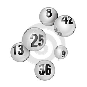 Vector White 3D Bingo Lottery Number Balls