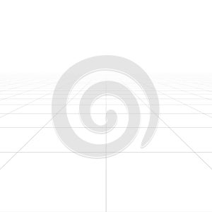 Vector white abstract background with perspective. Infinity grid tile floor texture. Minimalistic futuristic design