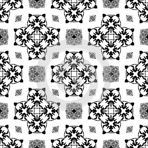 Vector White Background Lining Square Flowers Repeated Design Vector Illustrations.