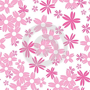 Vector white background white pink cherry tree flowers and cherry blossom sakura flowers. Seamless pattern background