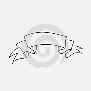 Vector. on white background. Vintage hand drawn ribbon