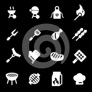 Vector white barbecue icons set