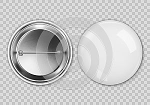 Vector white blank badging round button badge isolated