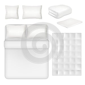 Vector white blank bedding realistic template set