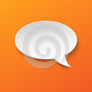 Vector white blank paper speech bubble on orange gradient background