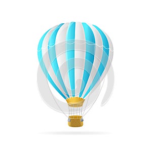 Vector white and blue hot air ballon isolated