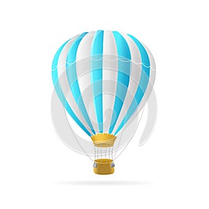 Vector white and blue hot air ballon isolated photo