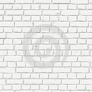 Vector white brick wall seamless texture. Abstract architecture and loft interior, background