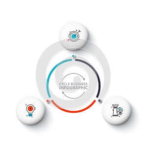 Vector white circle elements for infographic. Template for cycle diagram, graph, presentation and round chart. Business