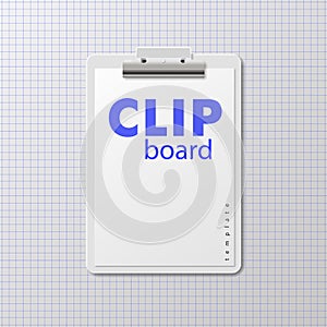 Vector white clipboard stationery template isolated design