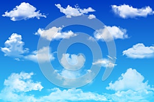 Vector White Clouds in Blue Sky Background