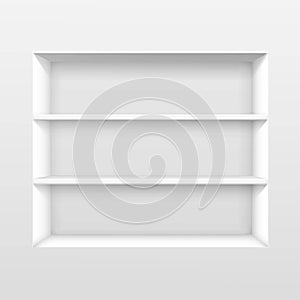 Vector White Empty Shelf Shelves Isolated on Wall Background