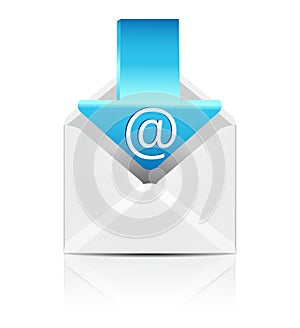 Vector white envelope with arrow email sign icon