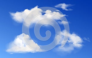 Vector white fluffy clouds in blue sky