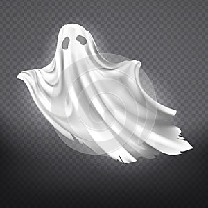 Vector white ghost, Halloween spooky monster