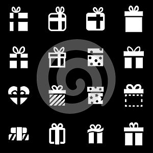 Vector white gift icon set