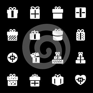 Vector white gift icons set