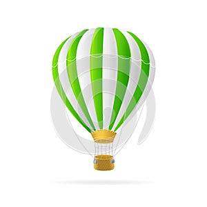 Vector white and green hot air ballon isolated