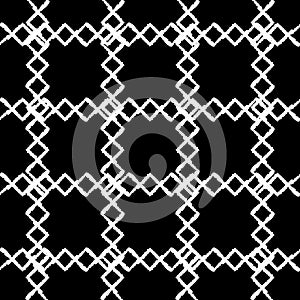 Vector white grid rhombus black seamless pattern