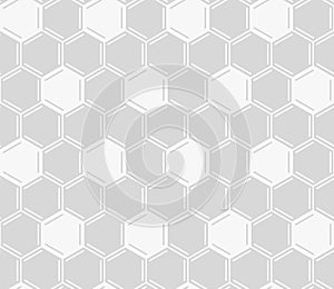 Vector white honeycomb seamless pattern on gray background