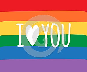 Vector white I love you lgbt lettering