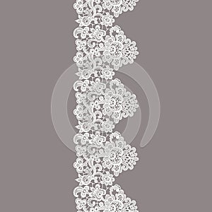 Vector White Lace Border. Seamless Pattern.