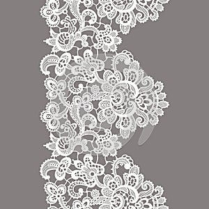 Vector White Lace Border. Seamless Pattern.