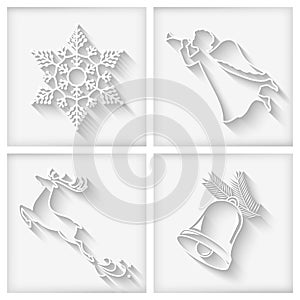 Vector White Long Shadows Christmas Icons
