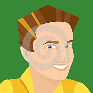 Vector white man smiling business avatar on green