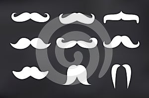 Vector Mustache Set on Blackboard Illustration