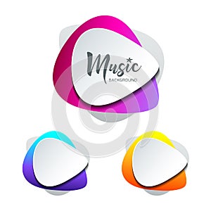 Vector white paper shape guitar pick colorful background